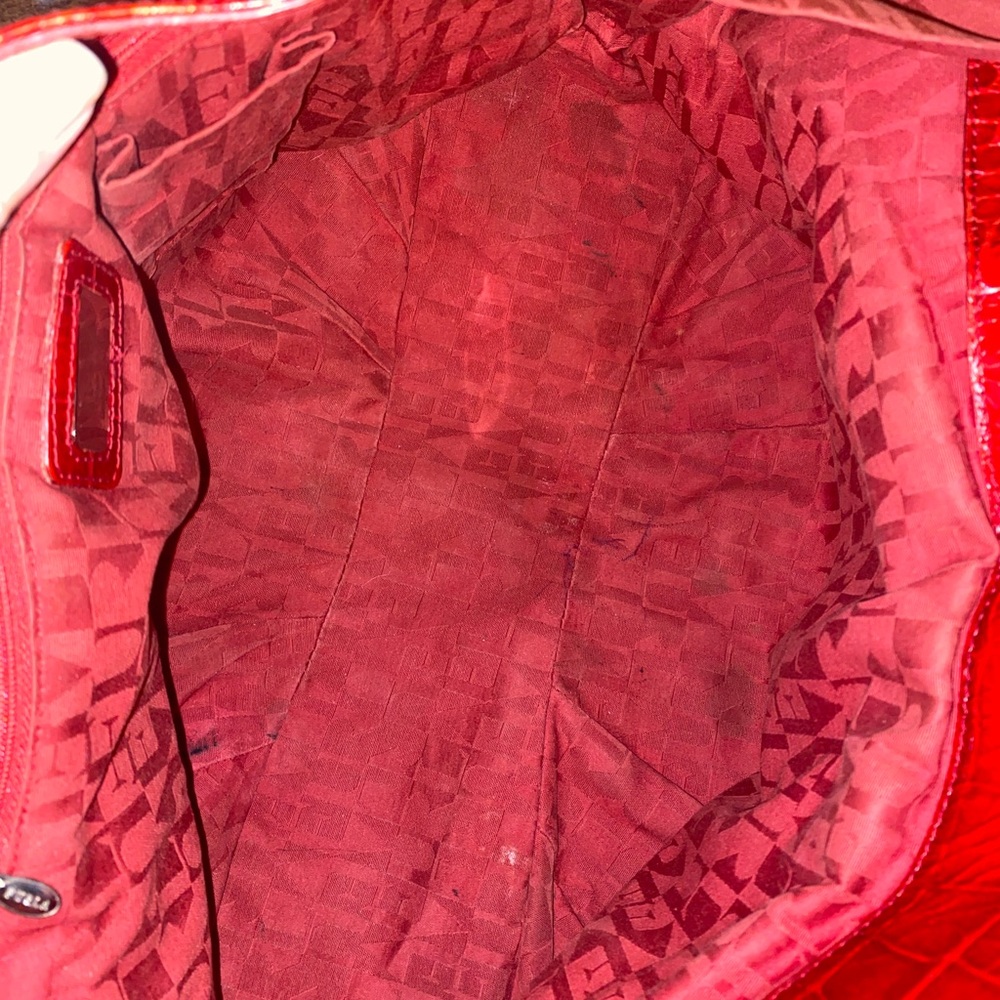 FURLA EUC RED CROC-EMBOSSED LEATHER BAG - Picture 9 of 9